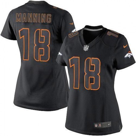 Nike Broncos #18 Peyton Manning Black Impact Women's Stitched NFL Limited Jersey