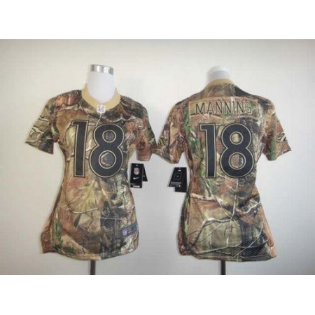 Nike Broncos #18 Peyton Manning Camo Women's Stitched NFL Realtree Elite Jersey