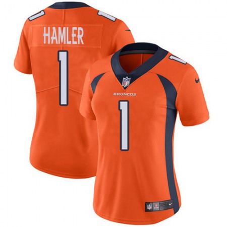 Nike Broncos #1 KJ Hamler Orange Team Color Women's Stitched NFL Vapor Untouchable Limited Jersey