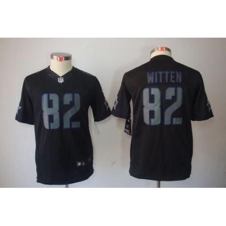 Nike Cowboys #82 Jason Witten Black Impact Youth Stitched NFL Limited Jersey