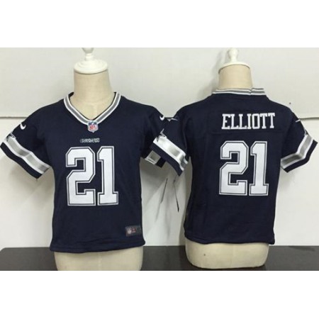 Toddler Nike Cowboys #21 Ezekiel Elliott Navy Blue Team Color Stitched NFL Elite Jersey