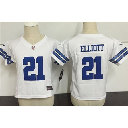 Toddler Nike Cowboys #21 Ezekiel Elliott White Stitched NFL Elite Jersey