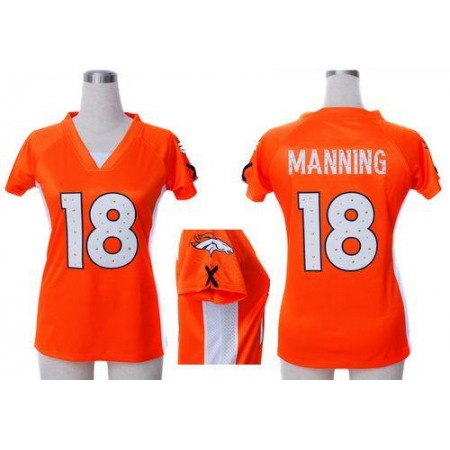 Nike Broncos #18 Peyton Manning Orange Team Color Draft Him Name & Number Top Women's Stitched NFL Elite Jersey