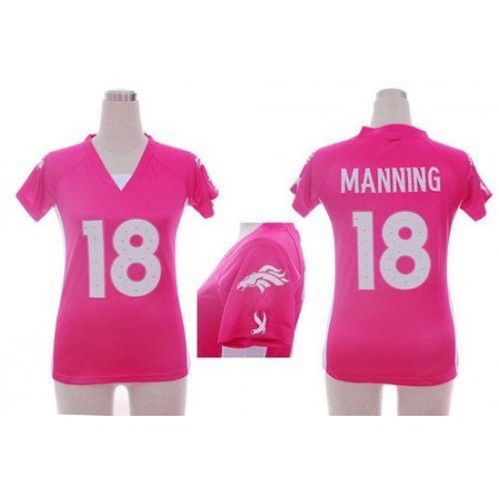 Nike Broncos #18 Peyton Manning Pink Draft Him Name & Number Top Women's Stitched NFL Elite Jersey