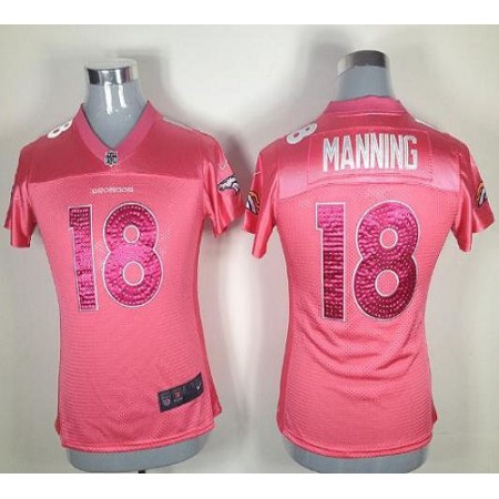 Nike Broncos #18 Peyton Manning Pink Sweetheart Women's Stitched NFL Elite Jersey
