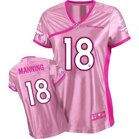Nike Broncos #18 Peyton Manning Pink Women's Be Luv'd Stitched NFL Elite Jersey