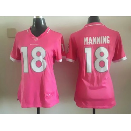 Nike Broncos #18 Peyton Manning Pink Women's Stitched NFL Elite Bubble Gum Jersey
