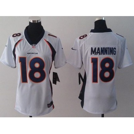 Nike Broncos #18 Peyton Manning White Women's Stitched NFL New Elite Jersey