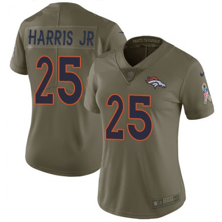 Nike Broncos #25 Chris Harris Jr Olive Women's Stitched NFL Limited 2017 Salute to Service Jersey