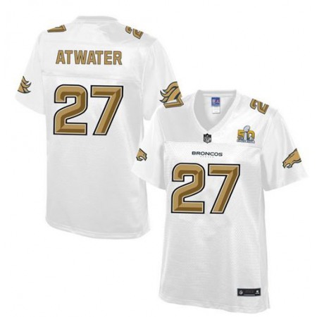 Nike Broncos #27 Steve Atwater White Women's NFL Pro Line Super Bowl 50 Fashion Game Jersey