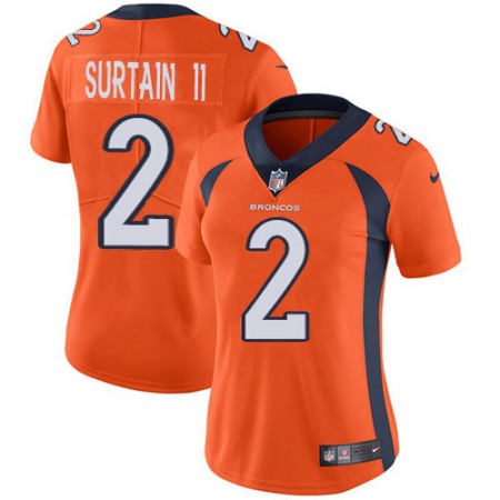 Nike Broncos #2 Patrick Surtain II Orange Team Color Women's Stitched NFL Vapor Untouchable Limited Jersey