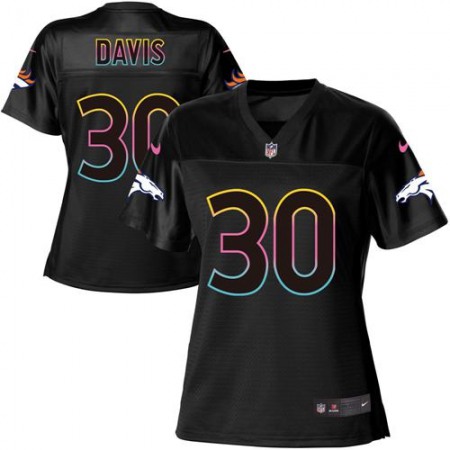 Nike Broncos #30 Terrell Davis Black Women's NFL Fashion Game Jersey