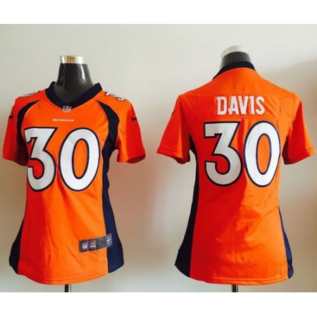 Nike Broncos #30 Terrell Davis Orange Team Color Women's Stitched NFL New Elite Jersey