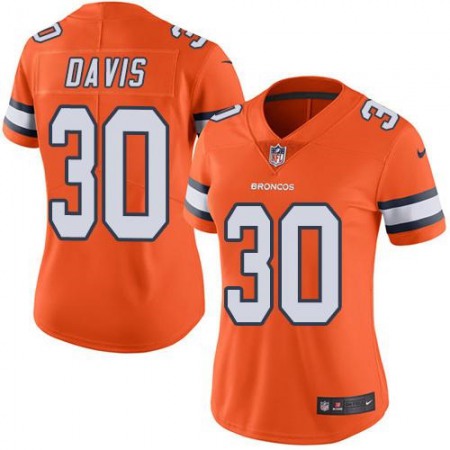 Nike Broncos #30 Terrell Davis Orange Women's Stitched NFL Limited Rush Jersey