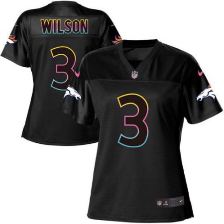 Nike Broncos #3 Russell Wilson Black Women's NFL Fashion Game Jersey