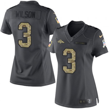 Nike Broncos #3 Russell Wilson Black Women's Stitched NFL Limited 2016 Salute to Service Jersey