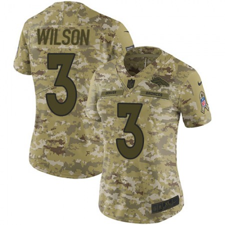Nike Broncos #3 Russell Wilson Camo Women's Stitched NFL Limited 2018 Salute To Service Jersey