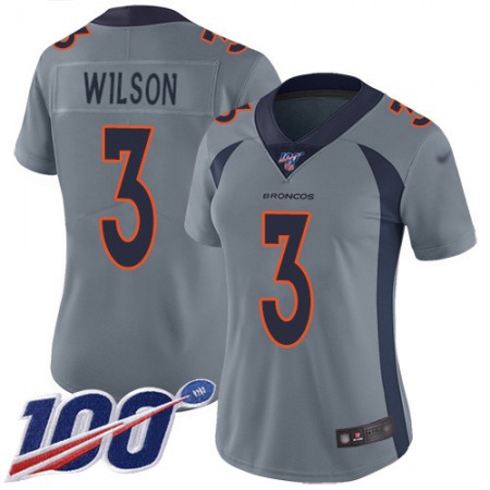 Nike Broncos #3 Russell Wilson Gray Women's Stitched NFL Limited Inverted Legend 100th Season Jersey