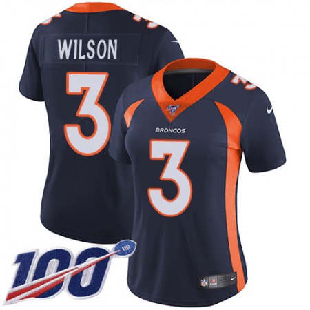 Nike Broncos #3 Russell Wilson Navy Blue Alternate Women's Stitched NFL 100th Season Vapor Limited Jersey