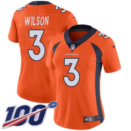 Nike Broncos #3 Russell Wilson Orange Team Color Women's Stitched NFL 100th Season Vapor Untouchable Limited Jersey