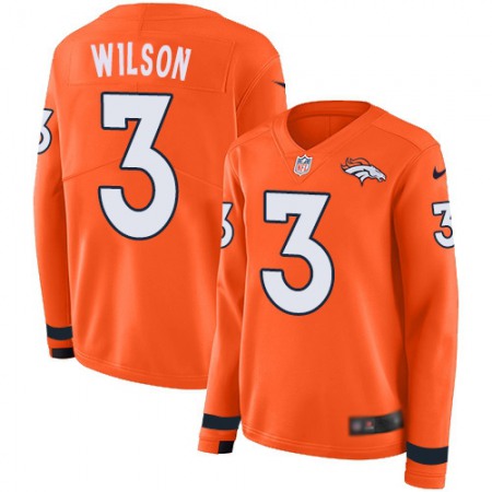 Nike Broncos #3 Russell Wilson Orange Team Color Women's Stitched NFL Limited Therma Long Sleeve Jersey