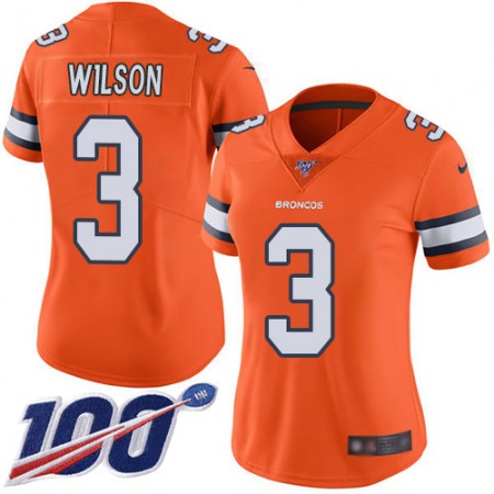 Nike Broncos #3 Russell Wilson Orange Women's Stitched NFL Limited Rush 100th Season Jersey