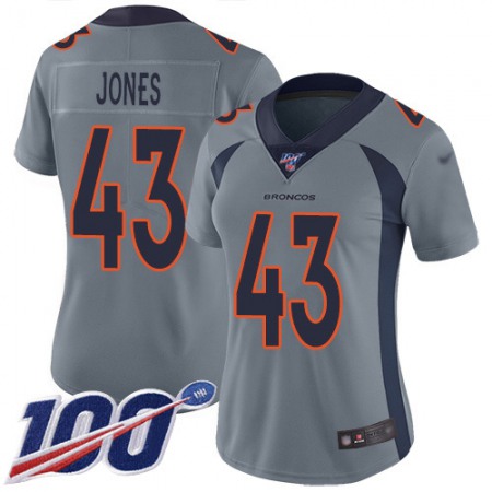 Nike Broncos #43 Joe Jones Gray Women's Stitched NFL Limited Inverted Legend 100th Season Jersey