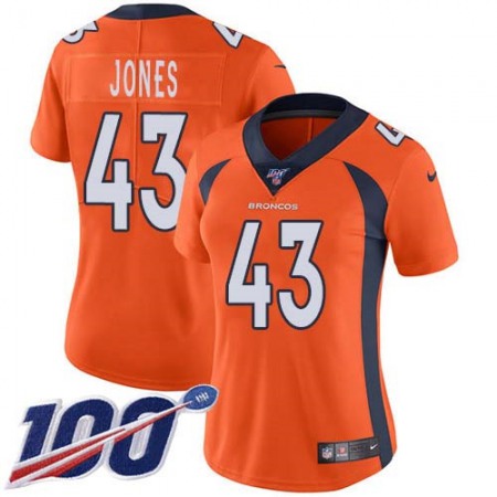 Nike Broncos #43 Joe Jones Orange Team Color Women's Stitched NFL 100th Season Vapor Untouchable Limited Jersey