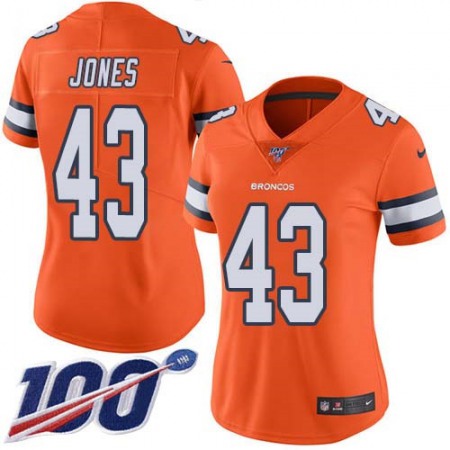 Nike Broncos #43 Joe Jones Orange Women's Stitched NFL Limited Rush 100th Season Jersey