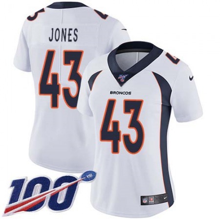 Nike Broncos #43 Joe Jones White Women's Stitched NFL 100th Season Vapor Untouchable Limited Jersey