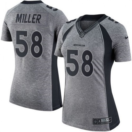 Nike Broncos #58 Von Miller Gray Women's Stitched NFL Limited Gridiron Gray Jersey