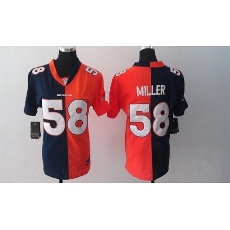 Nike Broncos #58 Von Miller Orange/Blue Women's Stitched NFL Elite Split Jersey