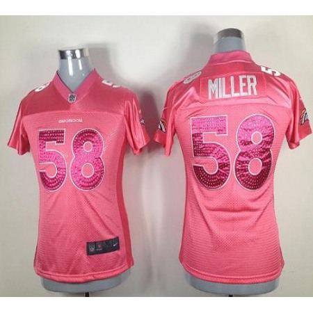 Nike Broncos #58 Von Miller Pink Sweetheart Women's Stitched NFL Elite Jersey