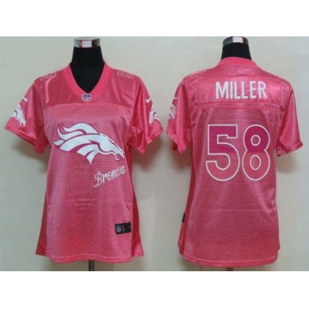 Nike Broncos #58 Von Miller Pink Women's Fem Fan NFL Game Jersey