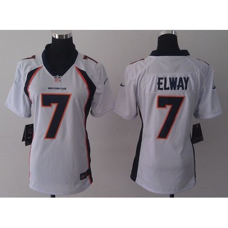 Nike Broncos #7 John Elway White Women's Stitched NFL New Elite Jersey
