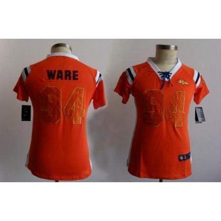Nike Broncos #94 DeMarcus Ware Orange Women's Stitched NFL Elite Draft Him Shimmer Jersey