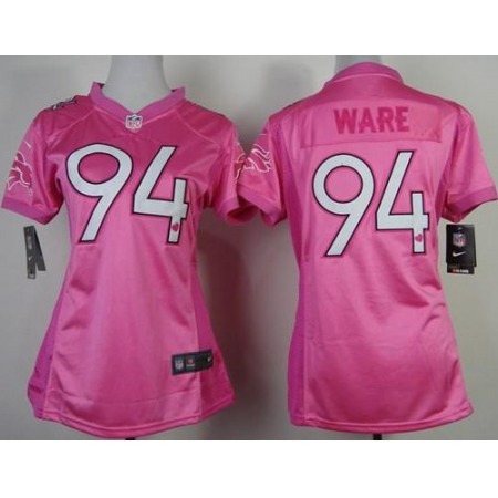 Nike Broncos #94 DeMarcus Ware Pink New Women's Be Luv'd Stitched NFL Elite Jersey