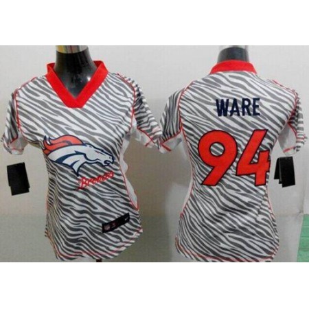 Nike Broncos #94 DeMarcus Ware Zebra Women's Stitched NFL Elite Jersey
