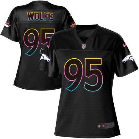 Nike Broncos #95 Derek Wolfe Black Women's NFL Fashion Game Jersey