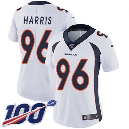 Nike Broncos #96 Shelby Harris White Women's Stitched NFL 100th Season Vapor Untouchable Limited Jersey
