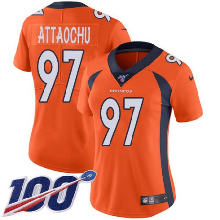 Nike Broncos #97 Jeremiah Attaochu Orange Team Color Women's Stitched NFL 100th Season Vapor Untouchable Limited Jersey