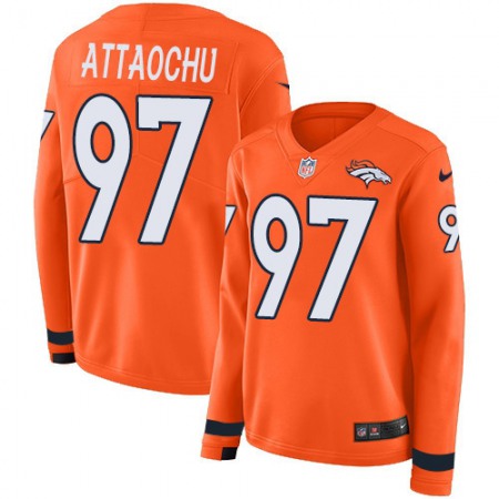 Nike Broncos #97 Jeremiah Attaochu Orange Team Color Women's Stitched NFL Limited Therma Long Sleeve Jersey