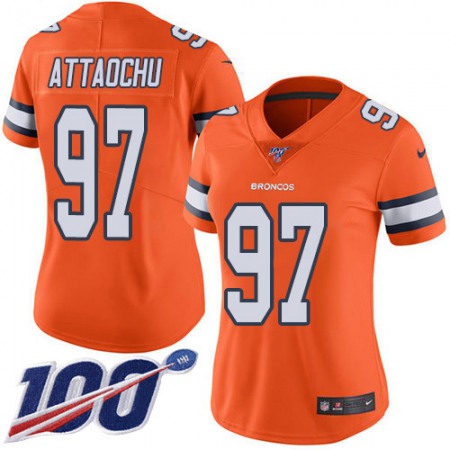 Nike Broncos #97 Jeremiah Attaochu Orange Women's Stitched NFL Limited Rush 100th Season Jersey