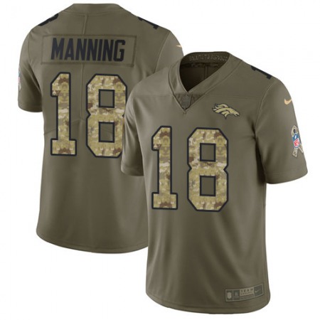 Nike Broncos #18 Peyton Manning Olive/Camo Youth Stitched NFL Limited 2017 Salute to Service Jersey