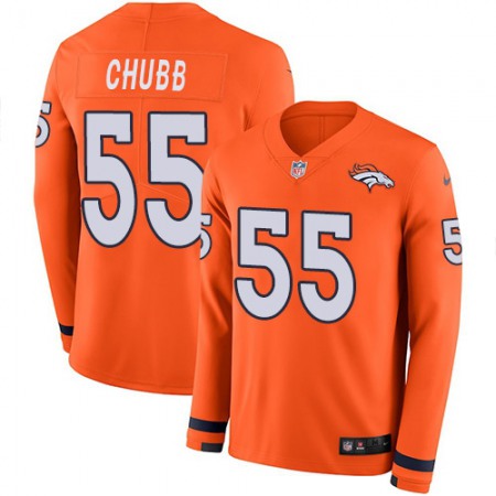 Nike Broncos #55 Bradley Chubb Orange Team Color Youth Stitched NFL Limited Therma Long Sleeve Jersey