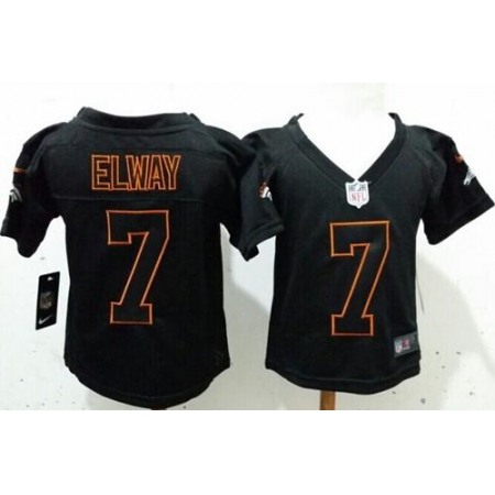 Toddler Nike Broncos #7 John Elway Lights Out Black Stitched NFL Elite Jersey