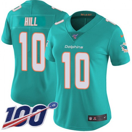 Nike Dolphins #10 Tyreek Hill Aqua Green Team Color Women's Stitched NFL 100th Season Vapor Untouchable Limited Jersey