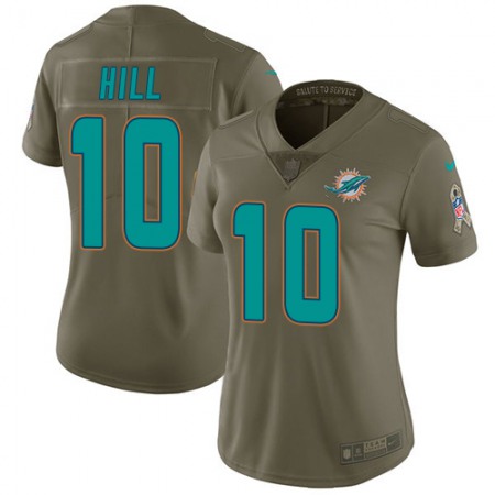 Nike Dolphins #10 Tyreek Hill Olive Women's Stitched NFL Limited 2017 Salute To Service Jersey