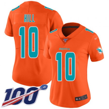 Nike Dolphins #10 Tyreek Hill Orange Women's Stitched NFL Limited Inverted Legend 100th Season Jersey