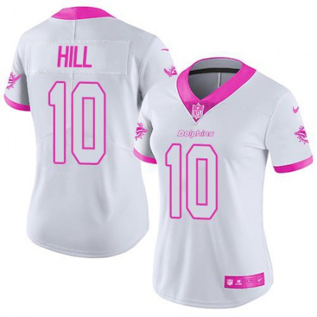 Nike Dolphins #10 Tyreek Hill White/Pink Women's Stitched NFL Limited Rush Fashion Jersey